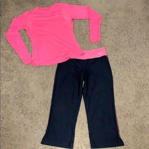 Nike Dri Fit size Medium Capri and Ls Shirt